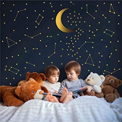 190 Gold Star Constellation Wall Decal Kids Bedroom Removable Decoration Outer Space Nursery Sticekrs Zodiac Astronomy Art Mural Decor ZB162 (Gold)