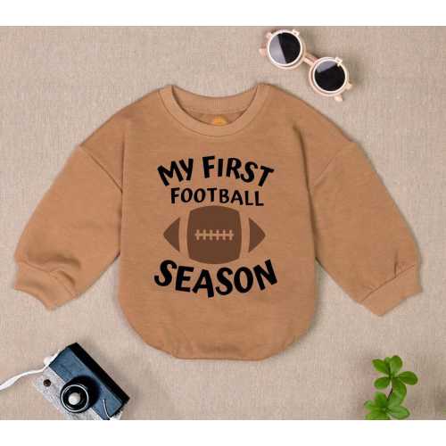My First Football Season Baby Romper Sweatshirt, Football Daddy Baby Romper Bodysuit, Game'S Day Baby Outfit, Baby Boys Romper Clothes