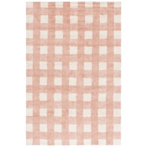 SAFAVIEH Easy Care Maggie Plaid Area Rug, Ivory/Rust, 5' x 8'