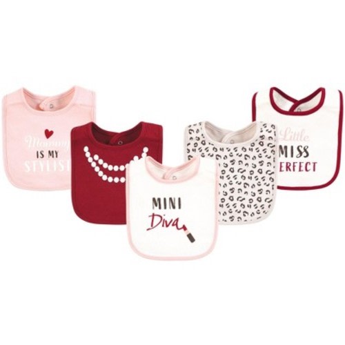 Hudson Baby Infant Girl Cotton Bibs, Mini Diva, One Size