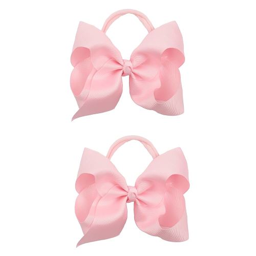 2Pcs 6 Inches Ribbon Baby Girls Headbands Infant Elastic Hairbands Large Cheer Bow Hair Band Accessories for Child Toddlers Girls (Pink)