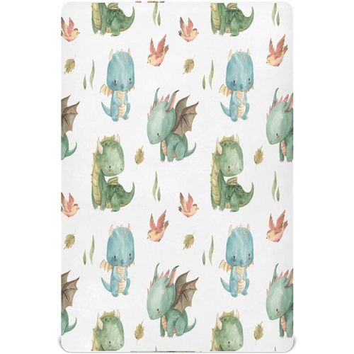 Cute Dragon Baby Crib Sheets for Boys and Girls Soft & Breathable Baby Sheet Fitted Crib Sheet for Standard Size Crib and Toddler Mattress, 28x52 inch