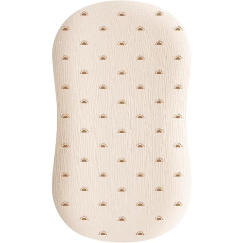 Konssy Muslin Baby Lounger Cover 1 Pack, 100% Cotton Newborn Lounger Sheets, Soft and Breathable Baby Nest Slipcover, Cover Only (Sun)