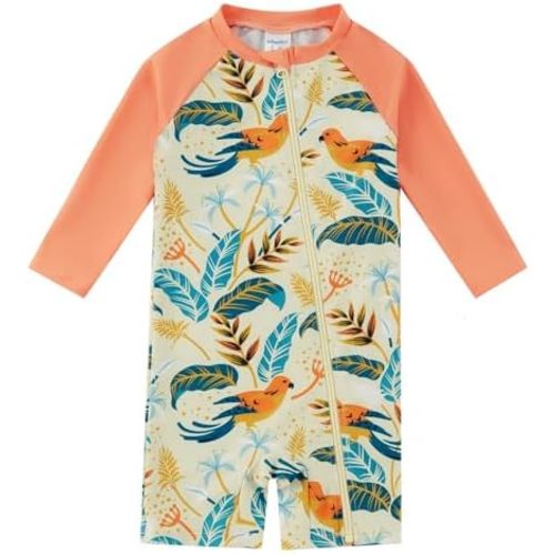 Baby Boy Swimsuit Rash Guard Shirts Toddler Boy Swimwear Full Zipper UPF 50+ Sun Protection Infant One Piece Bathing Suit