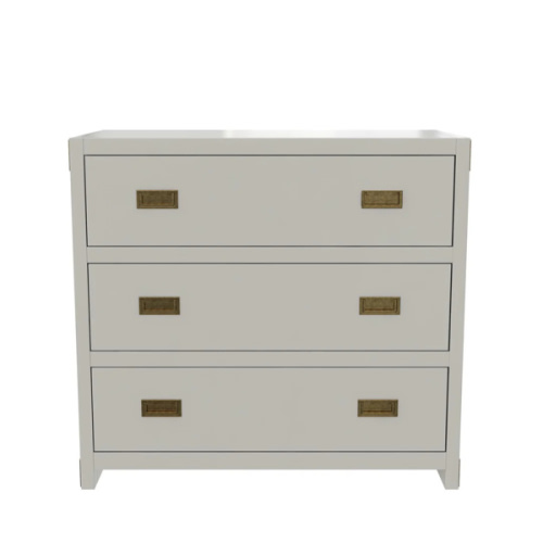 Miles 3-Drawer Wood Dresser in Grey: Elegant Brass Handles – RealRooms