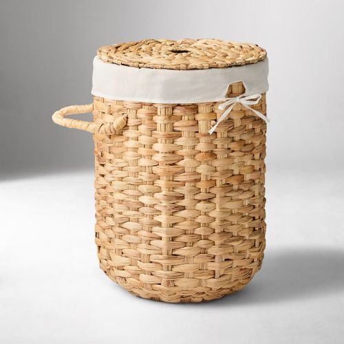 Round Weave Rattan Hampers - 16"W x 15"D x 20"H