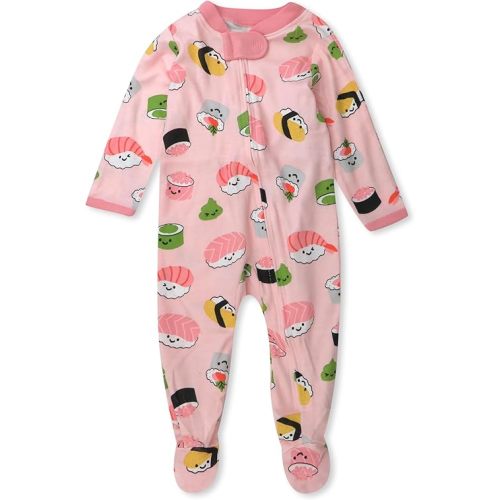 HonestBaby Baby Girls' Sleep and Play Footed Pajamas One-Piece Sleeper Jumpsuit Zip-front Pjs Organic Cotton