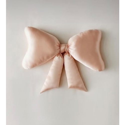Bow Pillow - Big bow throw pillow - Bow shaped pillow - Silky satin - coquette decor - Bow room decor - pink bow pillow - bow nursery decor - pink room decor - Ballet Pink