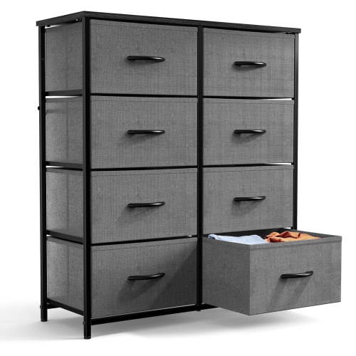 ZUNMOS 8 Drawer Fabric Dresser for Bedroom, Chest of Drawer Organizer Storage Cabinet for Closet, Entryway, Grey