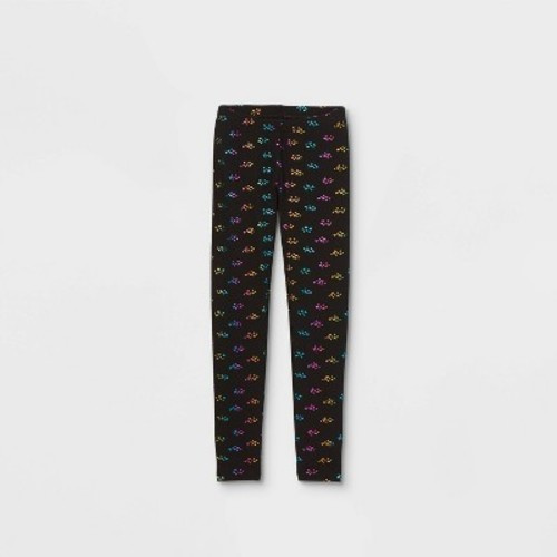 Girls' Heart Leggings - Cat & Jack™ Black, Size: Girls SlimXS Slim