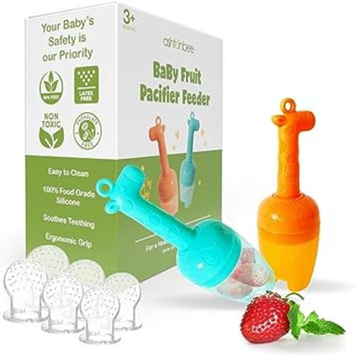 Giraffe Baby Fruit Pacifer Feeder 2 Pack Perfect for Introducing Solid Foods 6-12 Months Fresh Food Feeder Baby Chupon Para Frutas de Bebe - Ashtonbee
