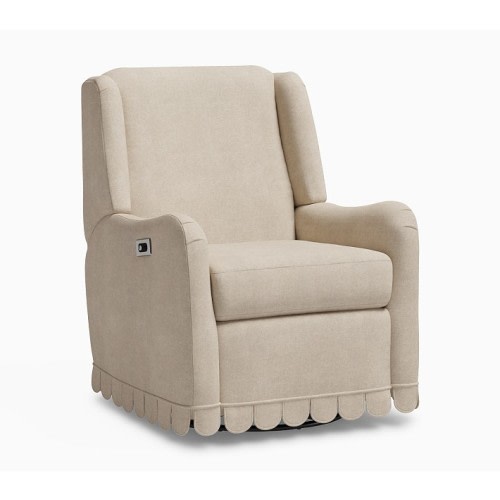 Merced Power Scalloped Recliner Performance in Taupe Heathered Basketweave