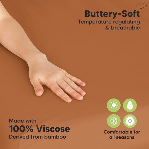 Pack and Play Sheets Fitted - 2-Pack Mini Crib Sheets for Pack N Play Mattress 38x26, Soft & Cozy, Neutral Toddler Playard Bedding, Snug Fitted Mini Baby Crib Mattress Cover Boy, Girl (Rust)