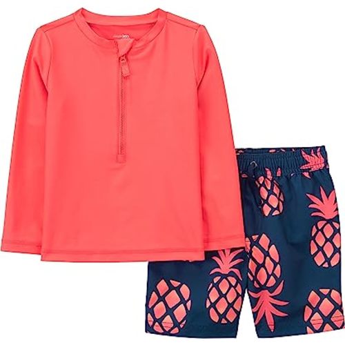 Simple Joys by Carter's Toddlers and Baby Boys' Swimsuit Trunk and Rashguard Set