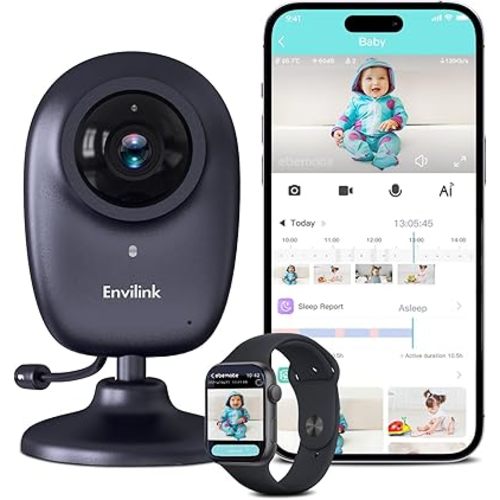 Upgrade Smart 1080P WiFi Baby Camera with APP, Video Baby Monitor with Camera and Audio, Cry Detection, Sleep Report, Night Vision, 2-Way Talk, 20 Lullabies Cloud Storage, Share to Family