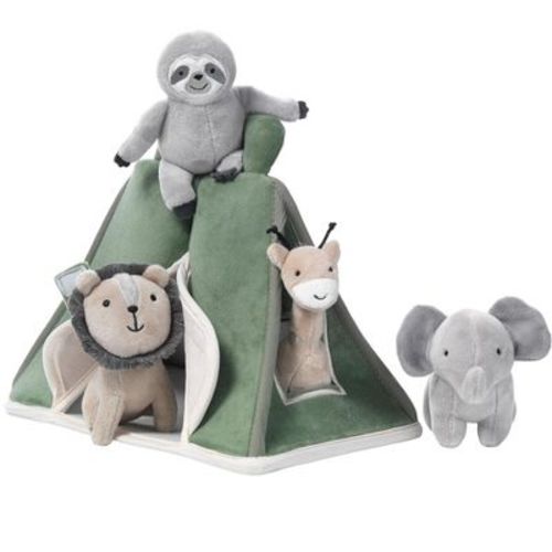 Lambs & Ivy Interactive Plush Safari/jungle Green Tent With Stuffed Animal Toys