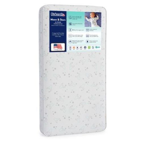 Kolcraft 2-Stage Antibacterial Baby Crib Mattress and Toddler Bed Mattress - Moon and Stars