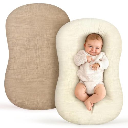 Termichy Baby Lounger Covers for Newborns: Muslin Lounger Pillow Covers Fit for Snuggle Me for Cozy Naps at Home or On The Go – Must Have Baby Nest Lounger Sheets for Toddler Girl Boy 0-12 Months