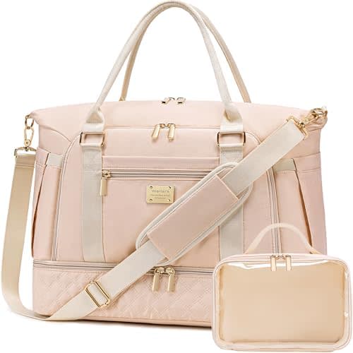 Weitars Gym Bag For Women,Travel Duffel Bag Weekender Bag,Sport Bag With Shoes Compartment And Wet Pocket,Large Carry On Bag