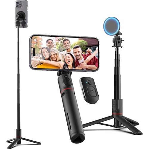 Magnetic 2-in-1 Selfie Stick and Tripod for iPhone (Compatible with MagSafe) Secure Magnet Phone Holder with Remote Shutter