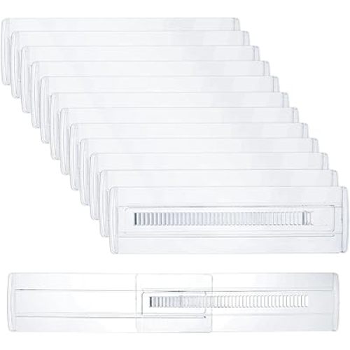 12 Pack Drawer Separators,3.15 Inches High,Expandable Range: 19.7-11.33 Inches,Clear Plastic Adjustable Drawer Dividers Organizer for Cutlery Drawers Organizer,Clothes,Kitchen Utensils