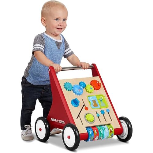 Radio Flyer Classic Push & Play, Toddler Walker with Activity Play, Ages 1-4, Red Walker Toy