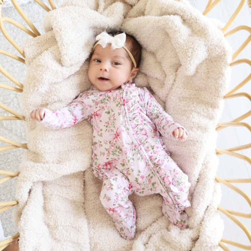 Bows in Bloom Ruffle Zipper Footie