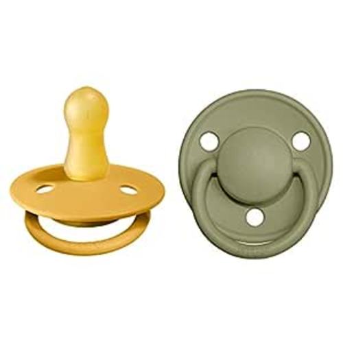 Amazon.com : BIBS De Lux Baby Pacifier 2-Pack | Made in Denmark | BPA Free Dummy Soother, Round Nipple. Natural Rubber Latex, Size 1 (0-6 Months), Honey Bee/Olive : Baby