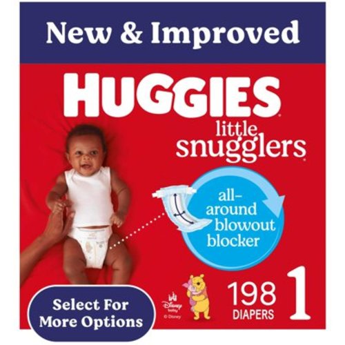 Huggies Little Snugglers Baby Diapers, Size 1 (8-14 lbs), 198 Ct (Select for More)