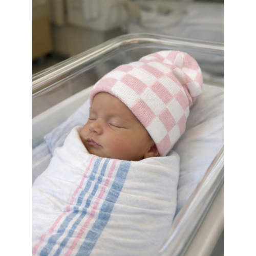 Baby's First Hat®, Petal Pink/Warm White Checkerboard – SpearmintLOVE
