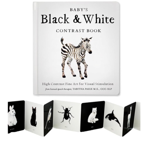 Baby's Black and White Contrast Book: High-Contrast Art for Visual Stimulation at Tummy Time (Tabitha Paige Children's Book Series)