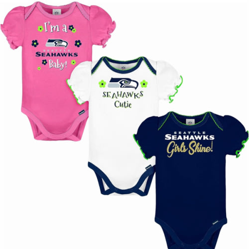 Gerber NFL baby-girls Nfl Team 3 Pack Short Sleeve Onesie Bodysuit