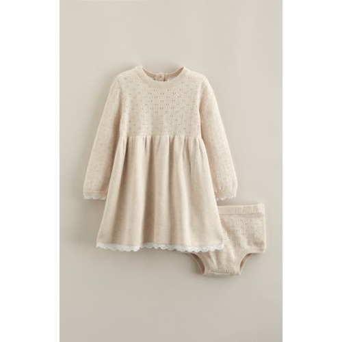 Pointelle Long Sleeve Sweater Dress & Bloomers, 6M