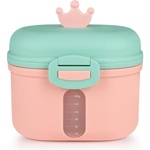 Accmor Baby Formula Dispenser On The Go, Portable Milk Powder Formula Dispenser with Scoop,Formula Containers for Travel Hold 8.5oz/240g Formula, Pink