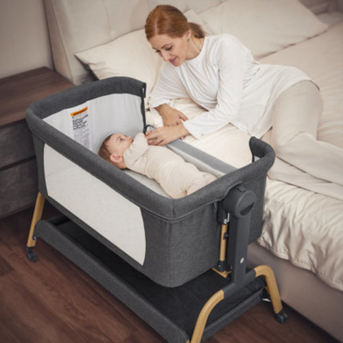 Isabelle & Max™ Alasca 3 in 1 Baby Bassinet, Rocking Bassinets Bedside Sleeper with Comfy Mattress and Wheels, 6 Height Adjustable Easy Folding Portable Bedside Crib for Newborn Infant | Wayfair
