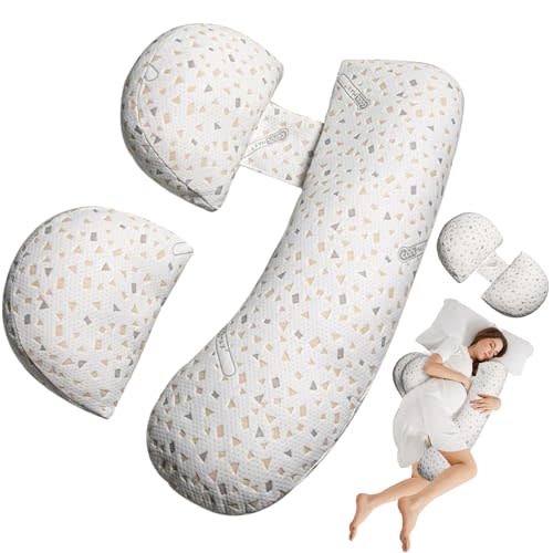 Oskeray Pregnancy Pillow for Sleeping, Maternity Pillow Support for HIPS, Backs, Legs, Maternity Pillow with Detachable and Adjustable Pillow Cover
