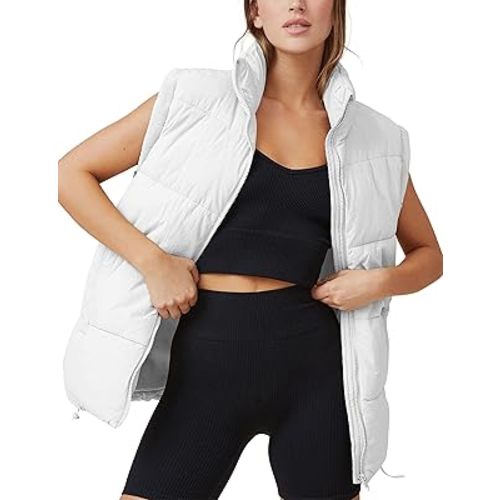Xiaoxuemeng Womens Puffer Vest Collared Sleeveless Zip Up Padded Gilet Jacket Outwear