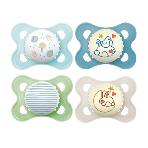 MAM Original Day & Night Pacifiers, Binky Pacifier for 0-6 Months, BPA-Free Silicone, Glows in The Dark, Best for Newborn Babies, Developed with Medical Experts, 4 Count Binkies
