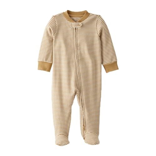 little planet by carter's Baby Sleep and Play made with Organic Cotton, Ochre Stripe, 3M