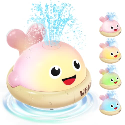 Light up Baby Bath Toys: Whale Bath Toy Sprinkler, Bath Toys for Kids Ages 1-3, Bathtub Outdoor Water Pool Toys for Toddlers 1 2 3 Year Old, Birthday Gift for Boys & Girls
