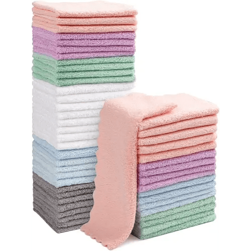 Orighty Baby Washcloths 50-Pack, Microfiber Coral Fleece Baby Face Towels, Soft and Absorbent Wash Cloths for Newborns, Infants and Toddlers, Gentle on Delicate Skin for Face Hands and Body, 7x9 Inch