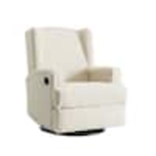 Uixe Cream Teddy Fabric Wingback Manual Swivel Rocker Recliner with Metal Base(Set of 1) FOP-CH0059-BCM