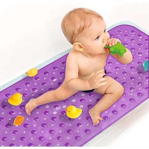 Sheepping Baby Bath Mat Non Slip Extra Long Bathtub Mat for Kids 40 X 16 Inch - Eco Friendly Bath Tub Mat with 200 Big Suction Cups,Machine Washable Shower Mat (Purple)