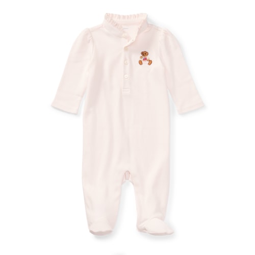 Ralph Lauren Embroidered Polo Bear Footed Coverall 3 months