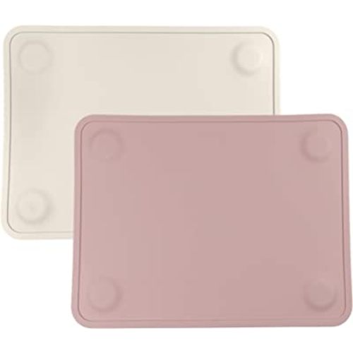 WeeSprout Silicone Suction Placemats for Babies, Toddlers & Kids, Durable Food Grade Silicone with Non-Slip Suction, Dishwasher Safe, for Dining Table & Restaurants + Travel Case, 2 Pack