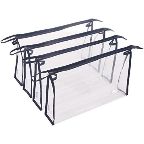 Multi-Purpose Waterproof Clear Vinyl Zippered Organizer Toiletry Cosmetics Makeup Bag Pouch 4-Pack
