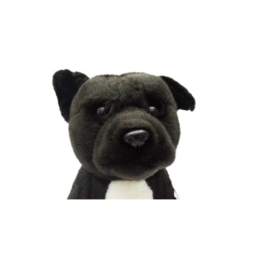 Black Staffordshire Bull Terrier Plush Toy Dog Plushie Can Be Personalized & Customized With An Engraved Tag, Collar and Stunning Gift Wrap