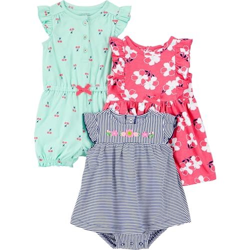 Simple Joys by Carter's baby-girls 3-pack Romper, Sunsuit and Dress