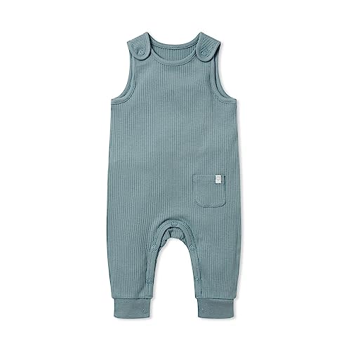 MORI Baby Ribbed Overalls – One-Piece Jumpsuit with Shoulder Snaps, Pocket, Ankle Cuffs – Soft Viscose from Bamboo and Cotton