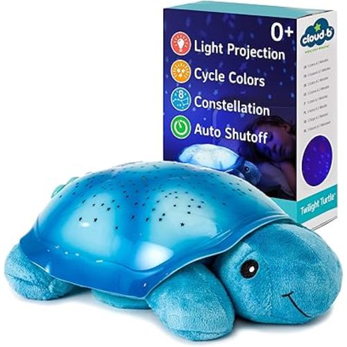Cloud b Twilight Turtle Blue Calming Nightlight Star Projector, 3 Colors, 8 Constellations, Gentle Brightness, Auto-Shutoff